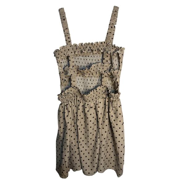 White Birch-Tan/Brown Ruffled Strap Polka Dot Dress • Size XL • NWT - Picture 5 of 5